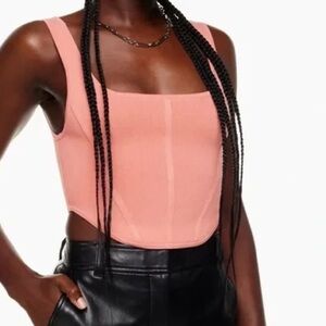 Babaton Sculpt Knit Bustier Tank Grapefruit Coral